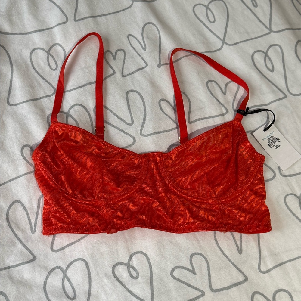 Orange Tiger Print Lace Bralette/Corset Top